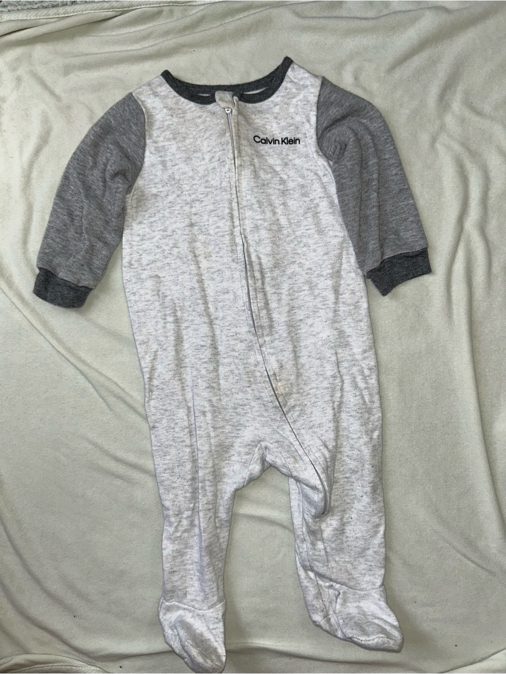 Calvin Klein Grey Two-Tone Footed One-Piece